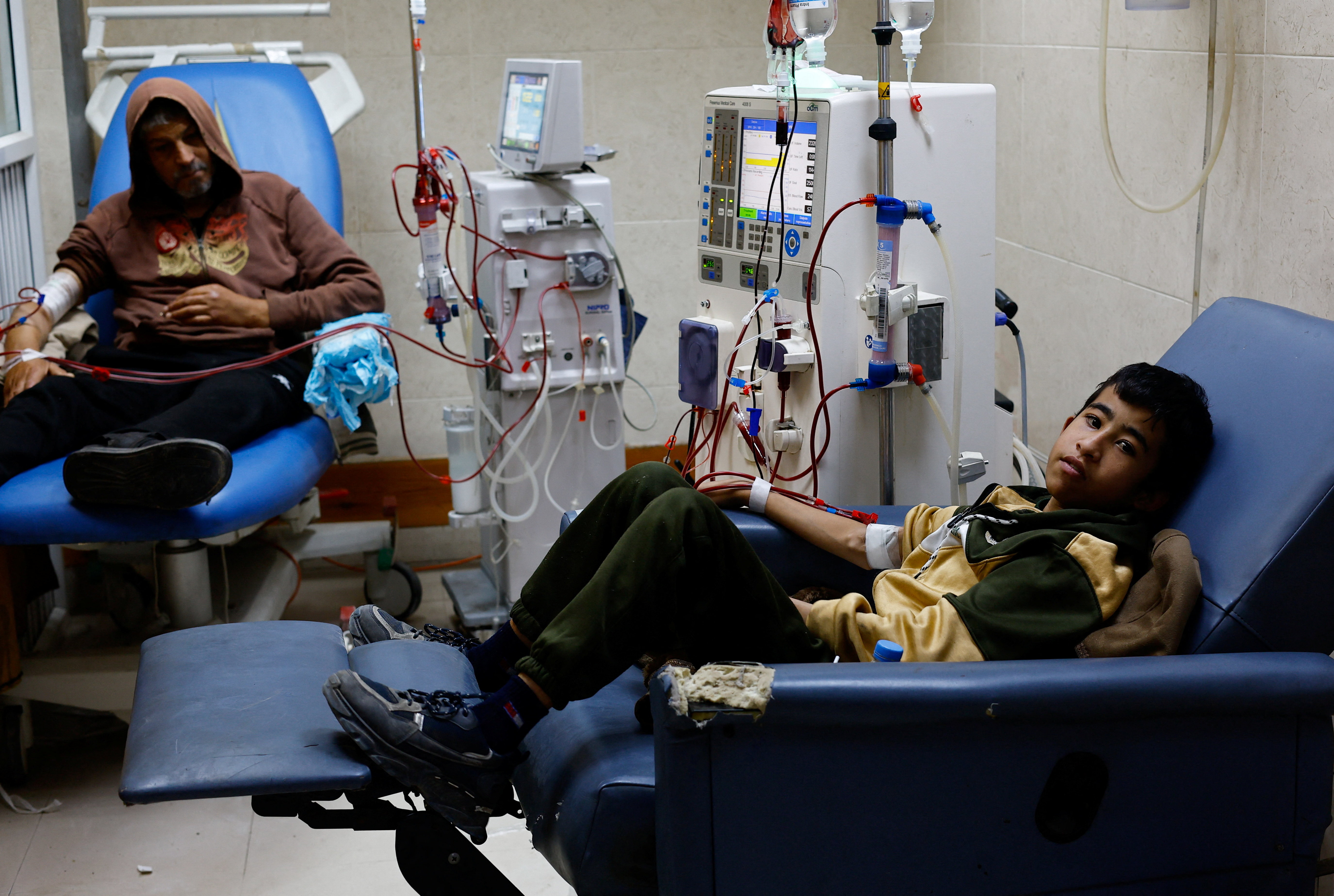 Palestinian patients with kidney failure undergo dialysis treatment