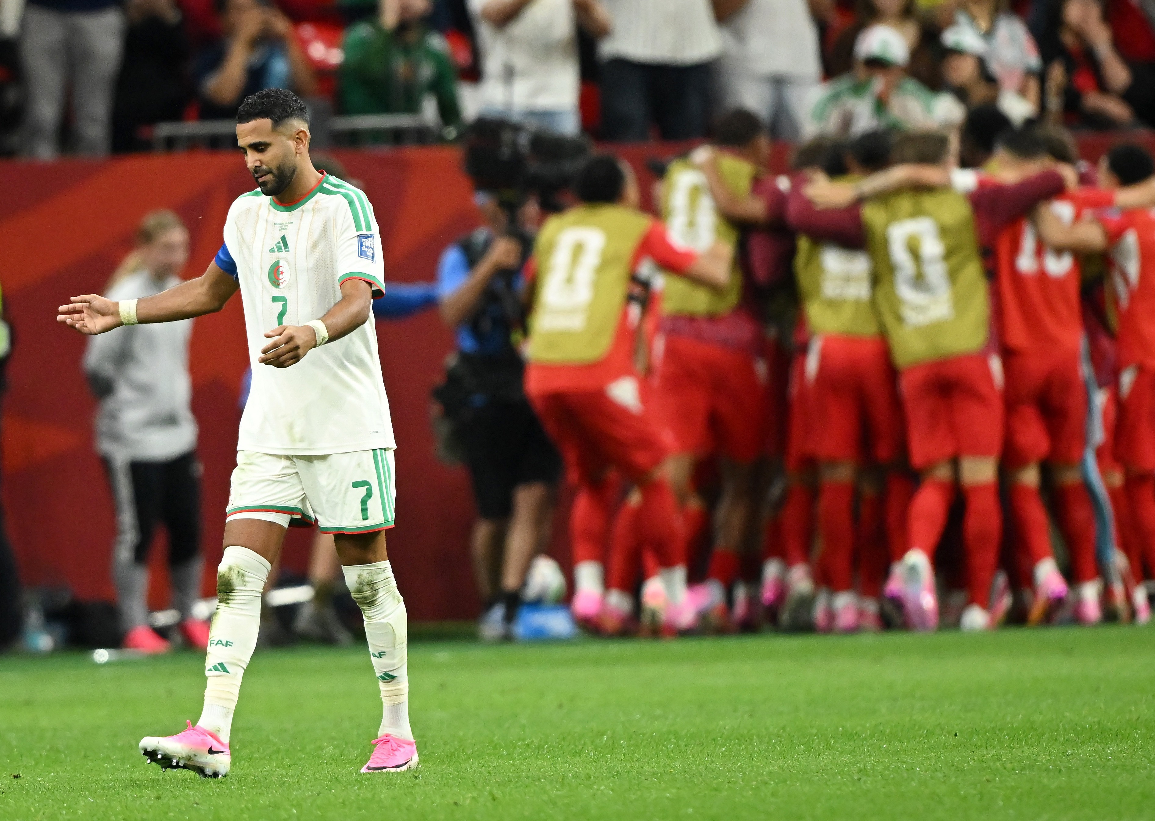 Soccer Football - FIFA World Cup 2026 - Round of 32 - Switzerland v Algeria - BC Place, Vancouver, Canada - July 2, 2026 Algeria's Riyad Mahrez looks dejected after the second goal scored by Switzerland's Dan Ndoye IMAGN IMAGES via Reuters/Anne-Marie Sorvin