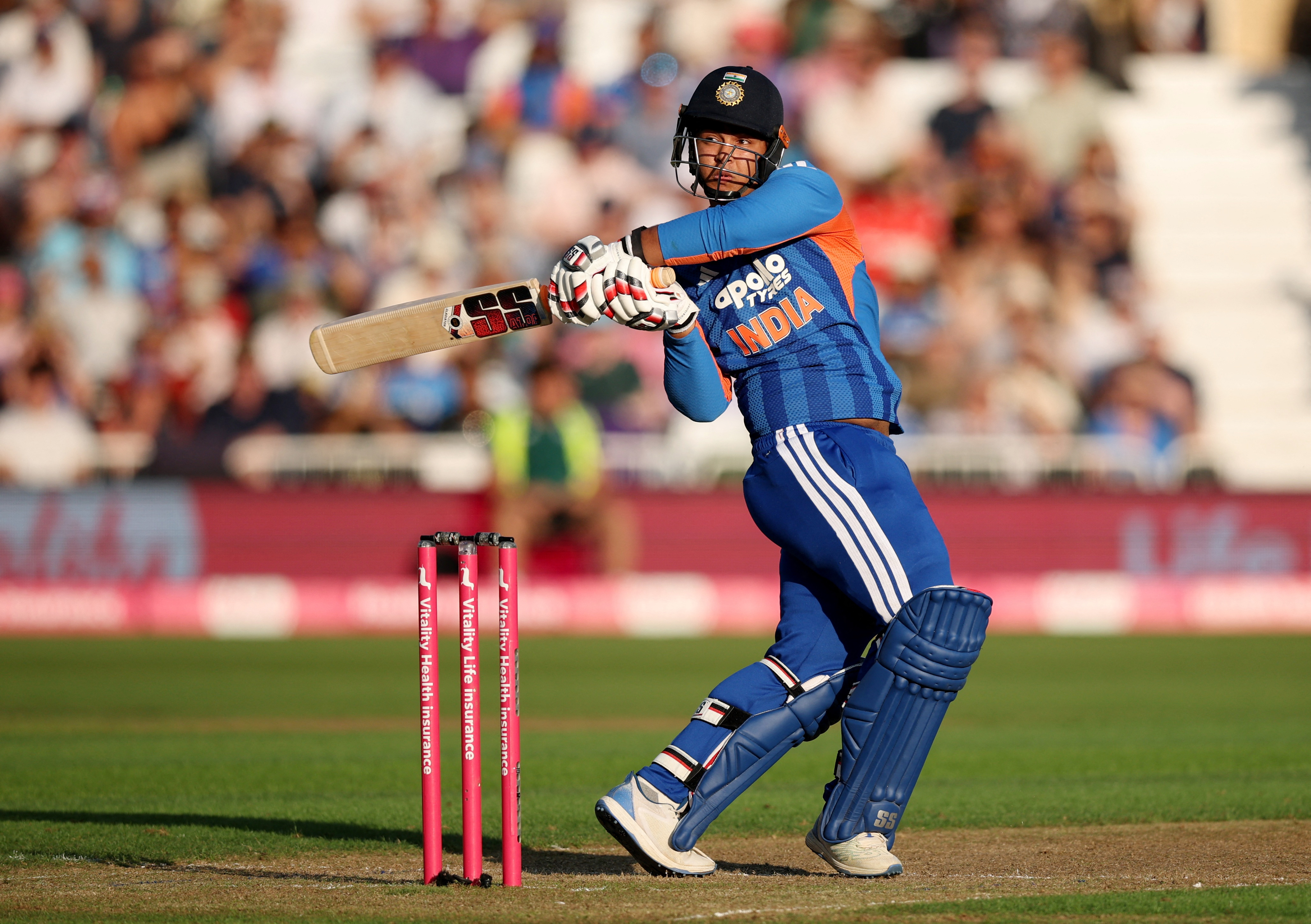 Cricket - Third T20 International - England v India - Trent Bridge Cricket Ground, Nottingham, Britain - July 7, 2026 India's Vaibhav Sooryavanshi in action Action Images via Reuters/Andrew Boyers