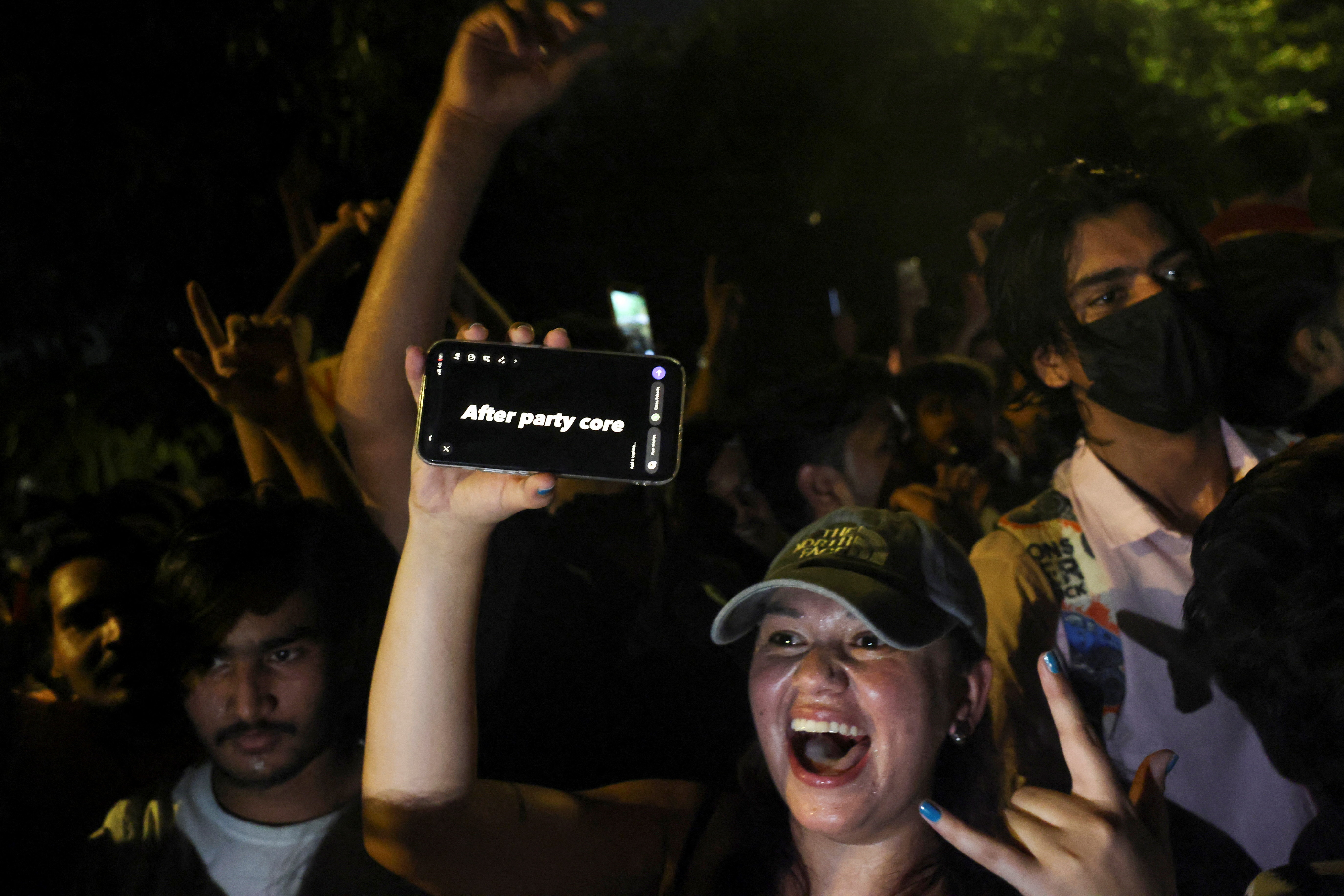Celebrations after Pradhan’s resignation at Jantar Mantar, New Delhi, July 25, 2026