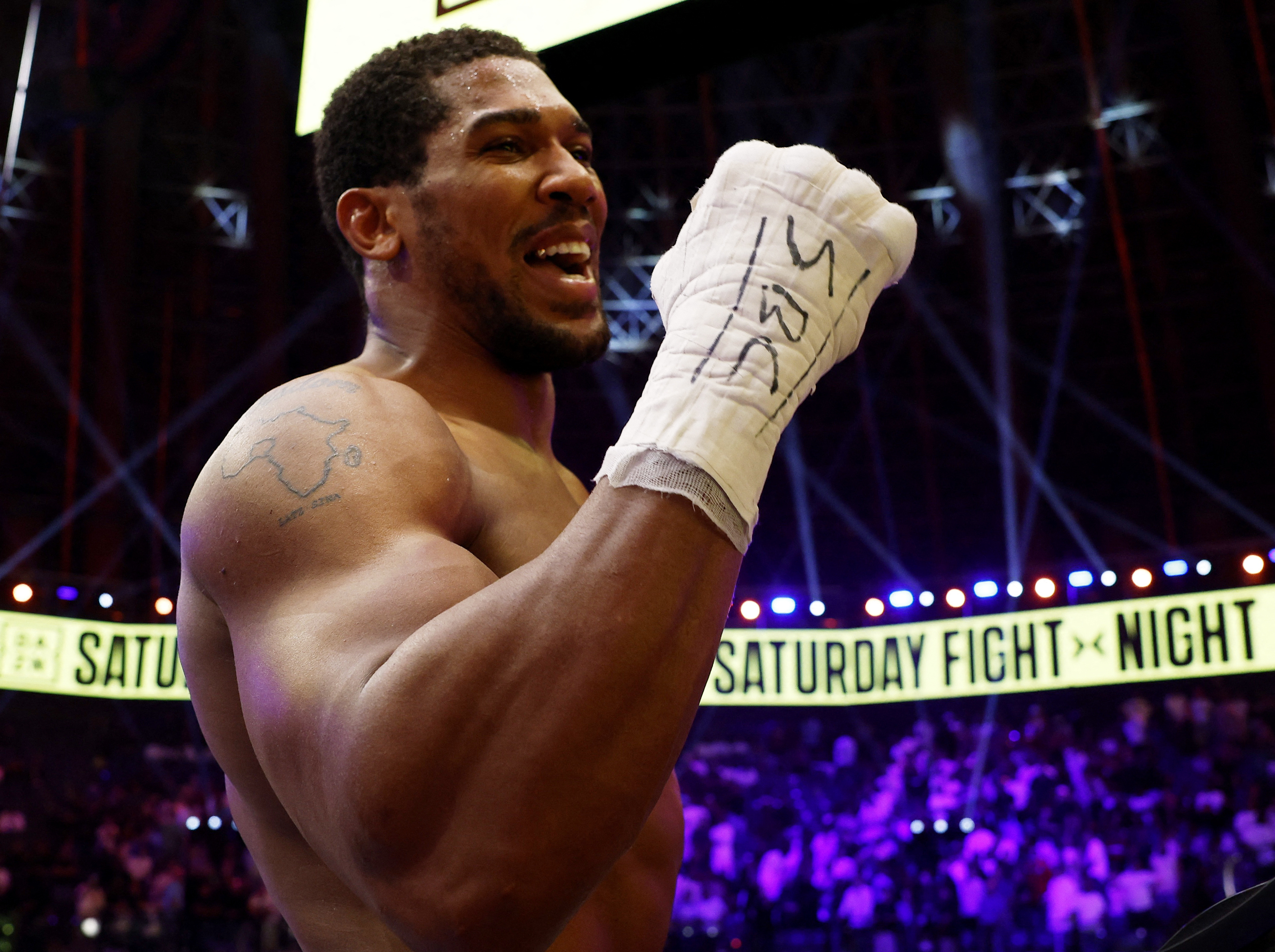 A boxer in a stadium