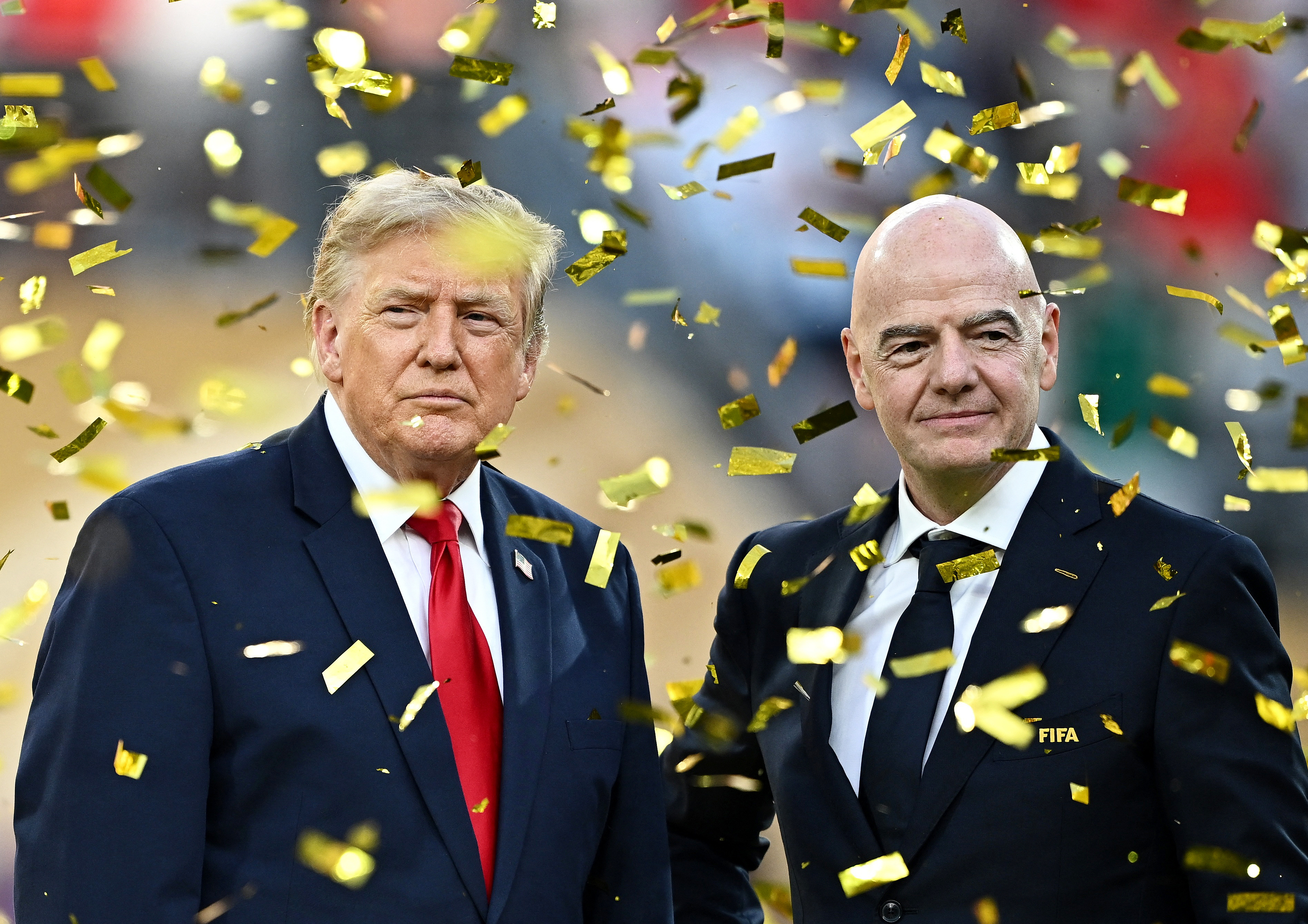 U.S. President Donald Trump and FIFA President Gianni Infantino during the trophy presentation after the match