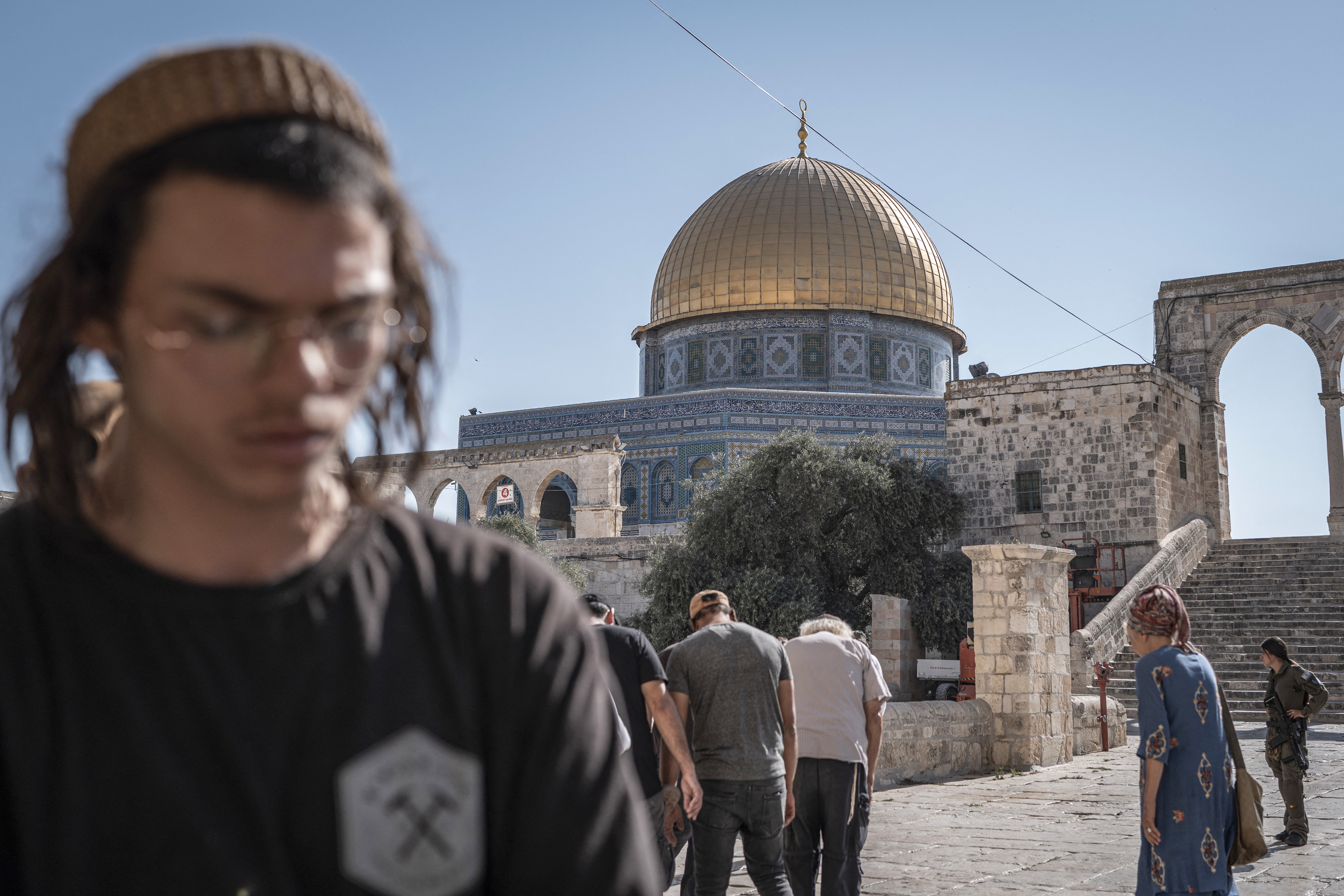 Israeli settlers and members of far-right groups at Al-Aqsa Mosque compound