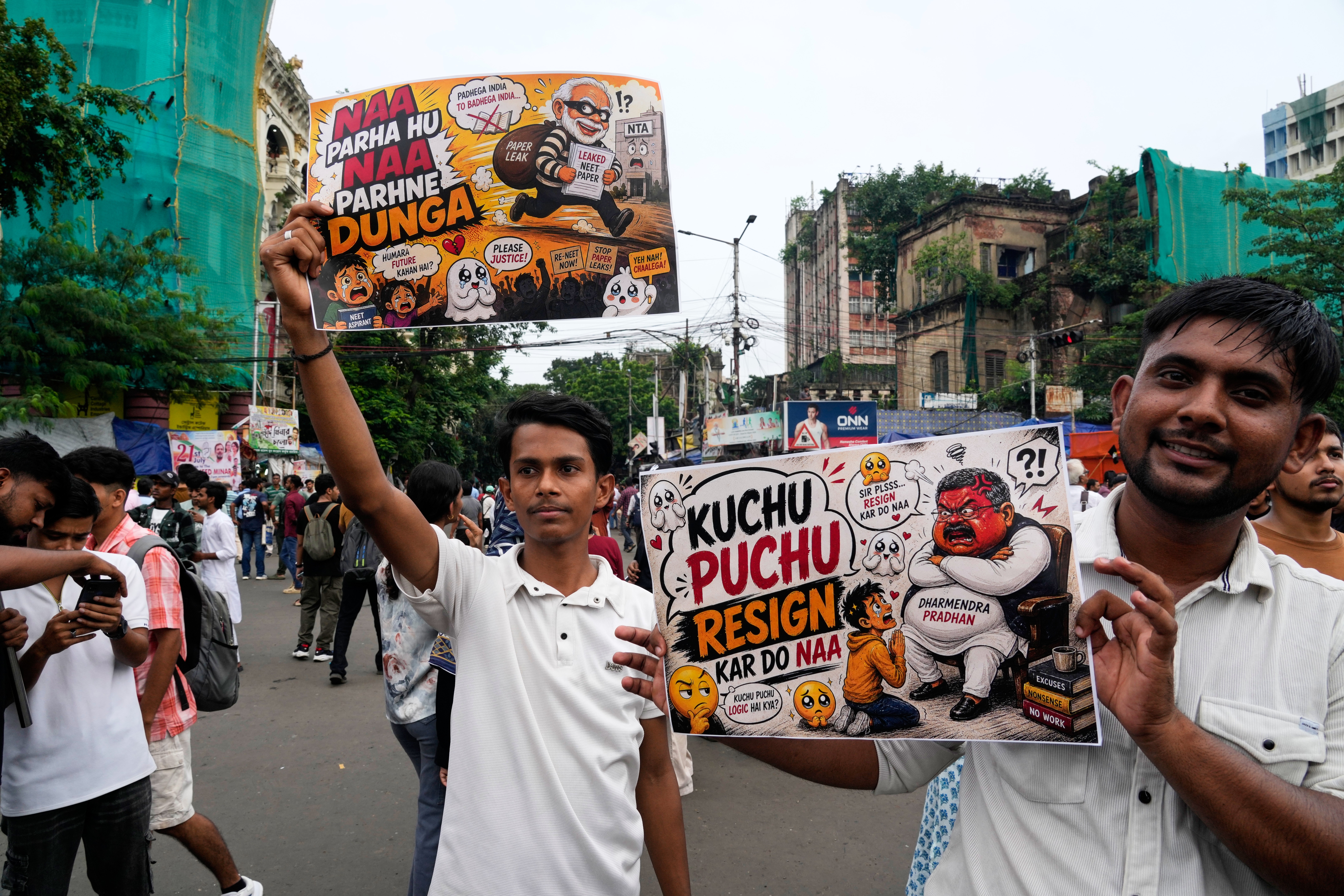 Student activists take part in a demonstration demanding educational reforms as part of the Cockroach Janta Party's ongoing protest movement in Kolkata, India on July 24, 2026.