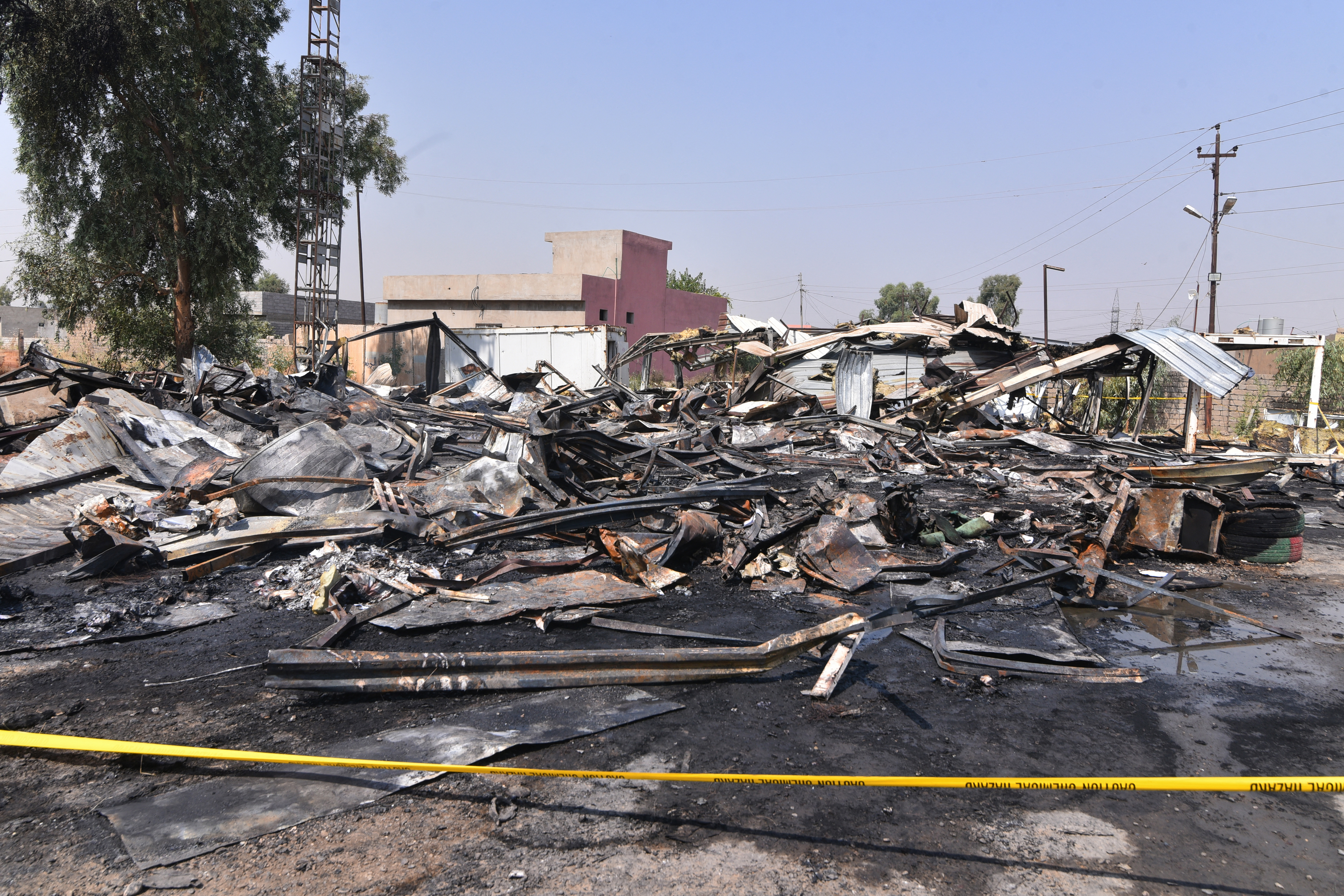 CORRECTION / This picture shows a general view of damaged structures at the site of a strike in Bartalla in the northern Iraqi Nineveh province on July 29, 2026.