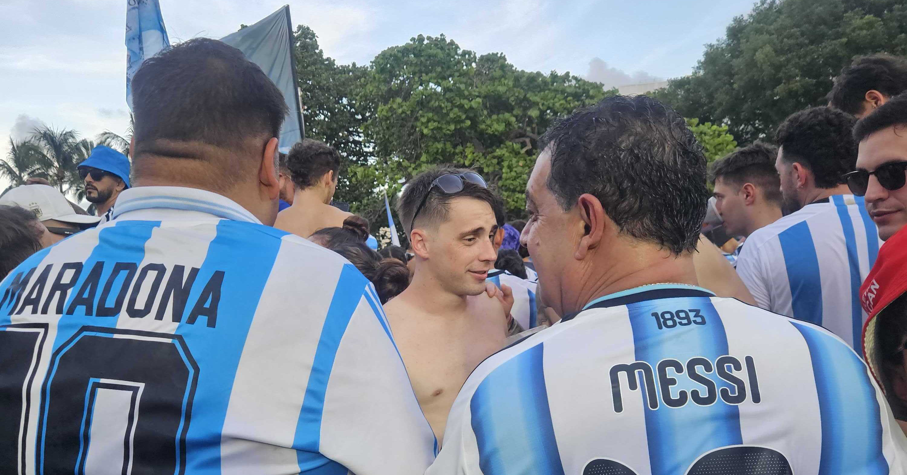 Argentina fans gather in Miami before their team's World Cup match against Cape Verde, on July 2 [Hafsa Adil/Al Jazeera]
