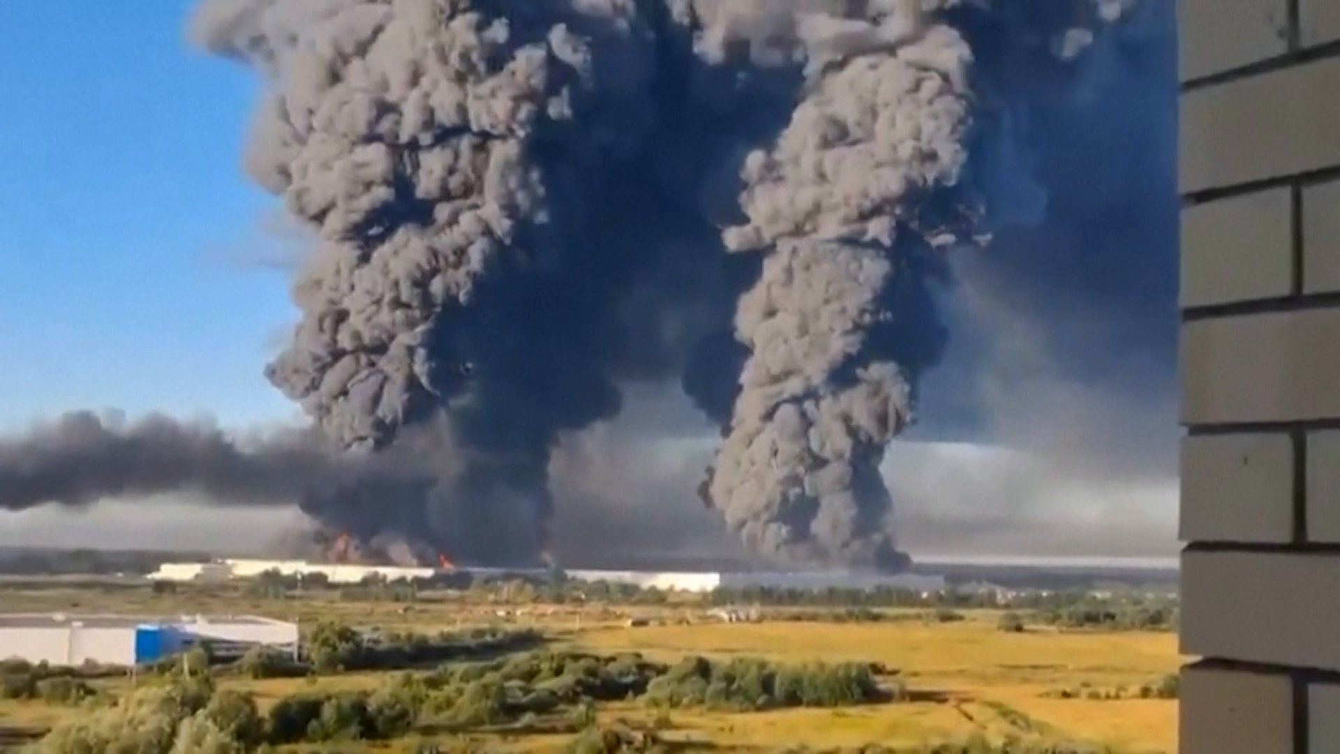 Russian logistics centre on fire