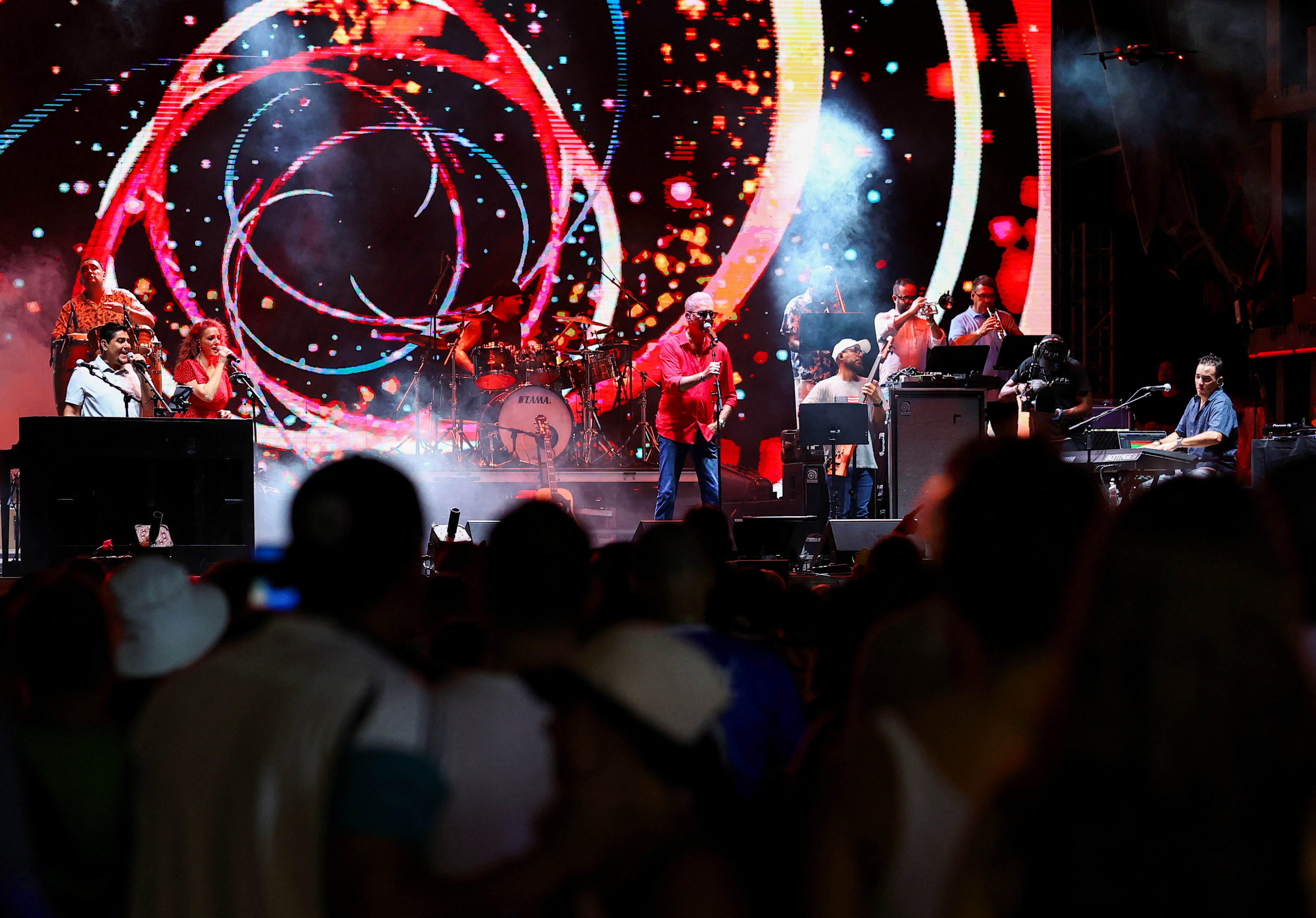 Willy Chirino performs at the FIFA Fan Fest on Independence Day to celebrate America's 250th anniversary in Miami, Florida, U.S., July 4, 2026. REUTERS/Marco Bello