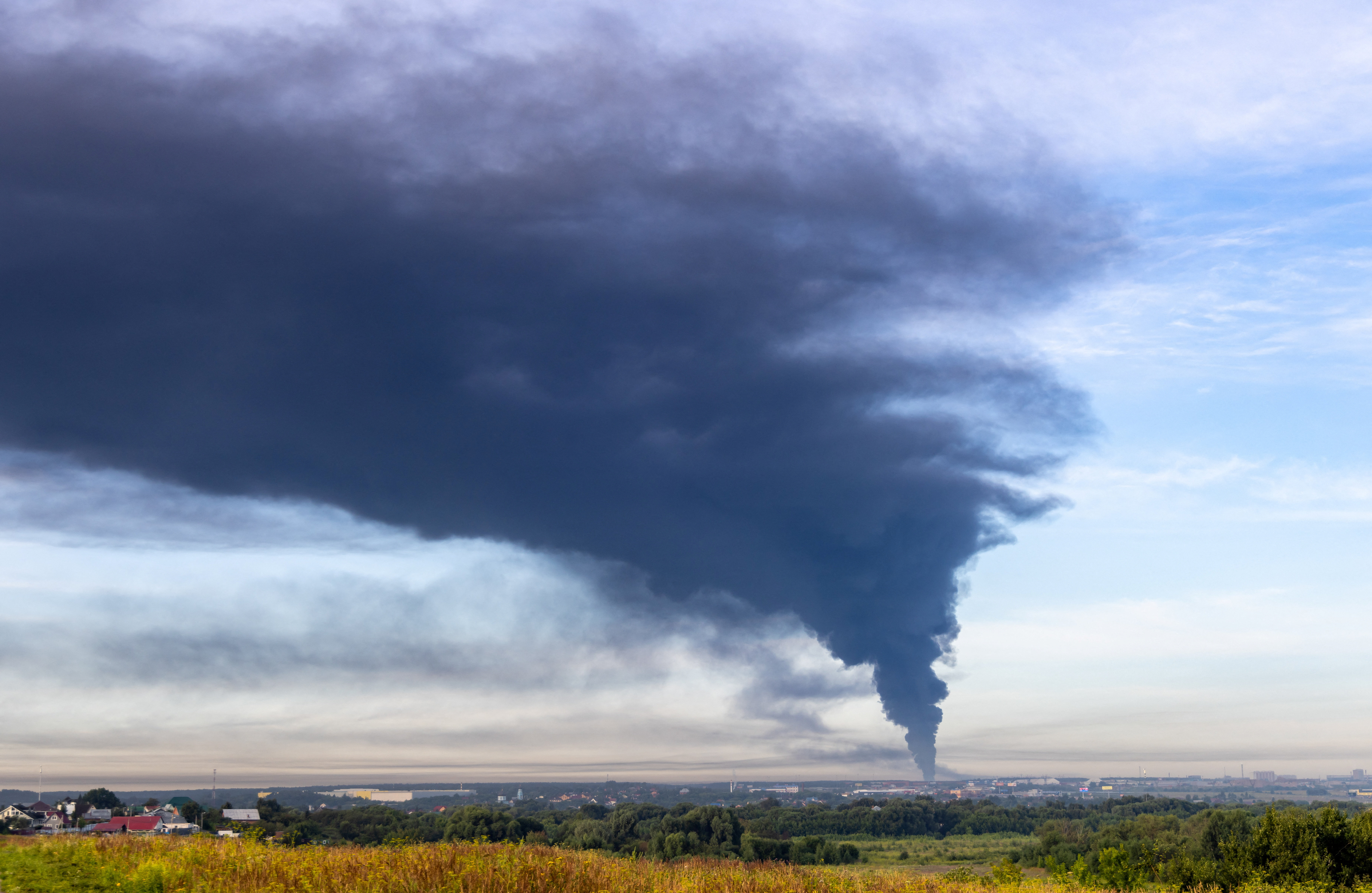 Smoke billows after Ukrainian drone attacks, according the local authorities, in the course of the Russia-Ukraine conflict, in Podolsk, Moscow Region, Russia, July 20, 2026. REUTERS/Stringer