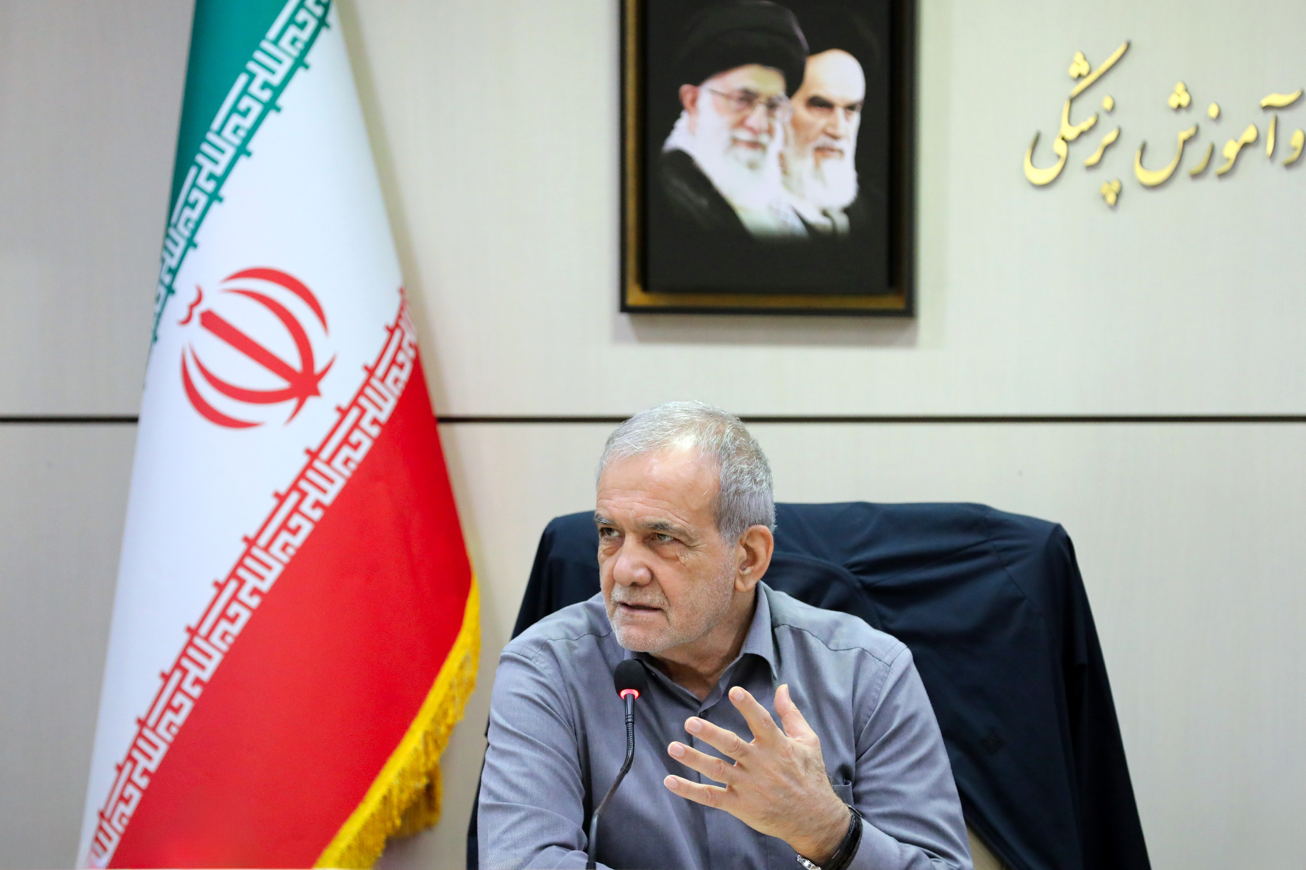 Iranian President Masoud Pezeshkian delivers remarks in Tehran, Iran on August 03, 2026. [Iranian Presidency / Handout - Anadolu Agency]