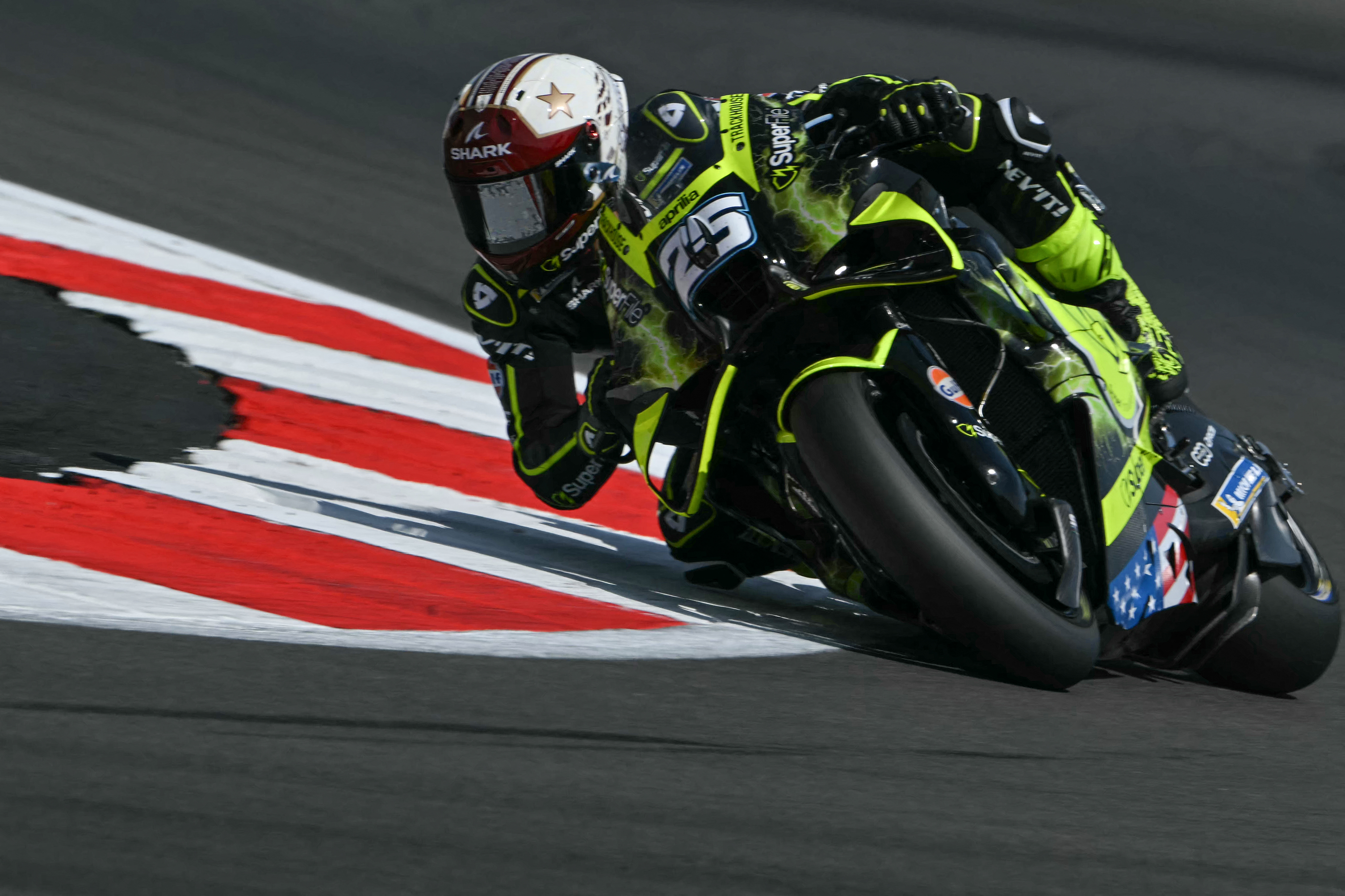 Fernandez leads during the British MotoGP at Silverstone