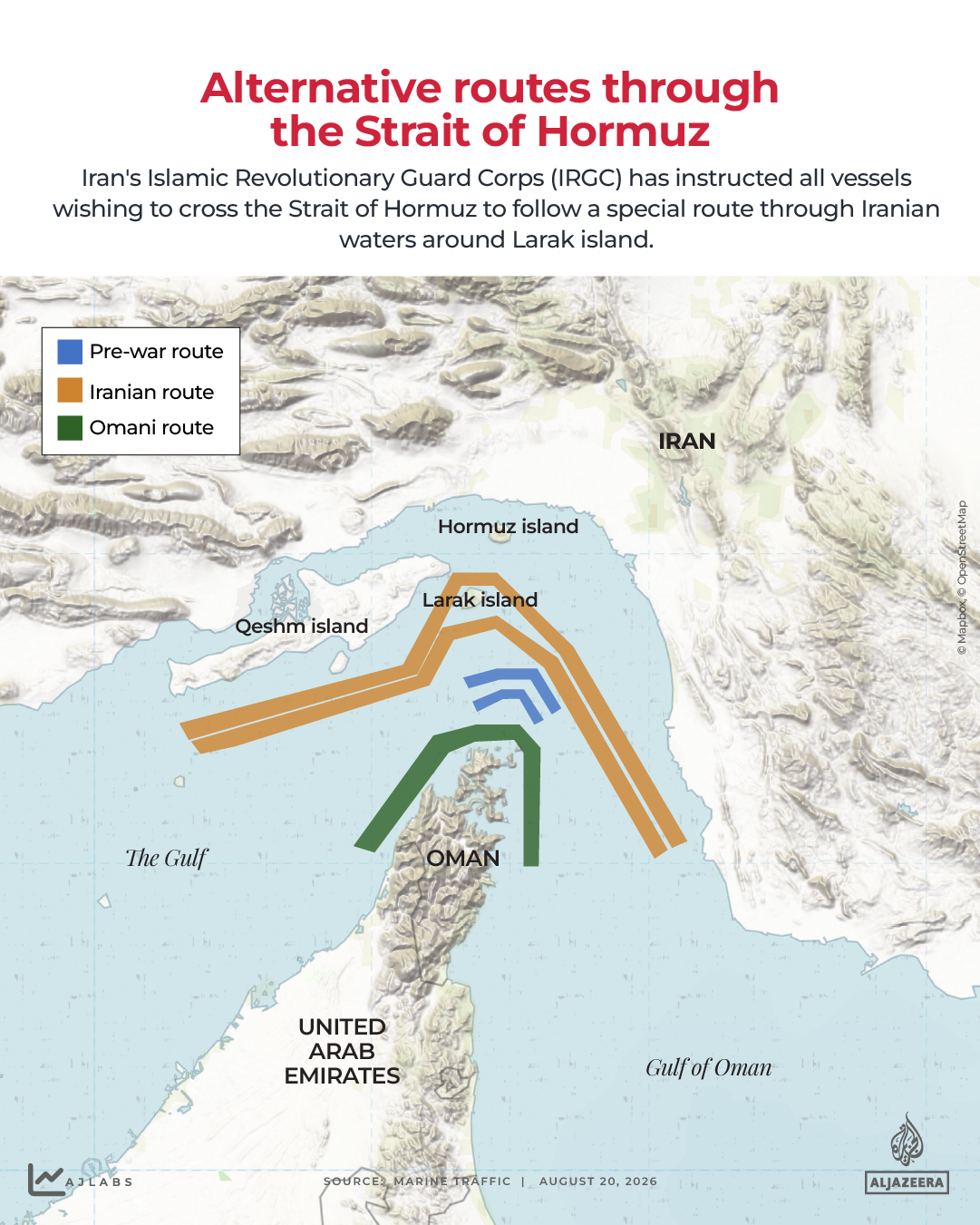 Alternative routes through the Strait of Hormuz - August 19