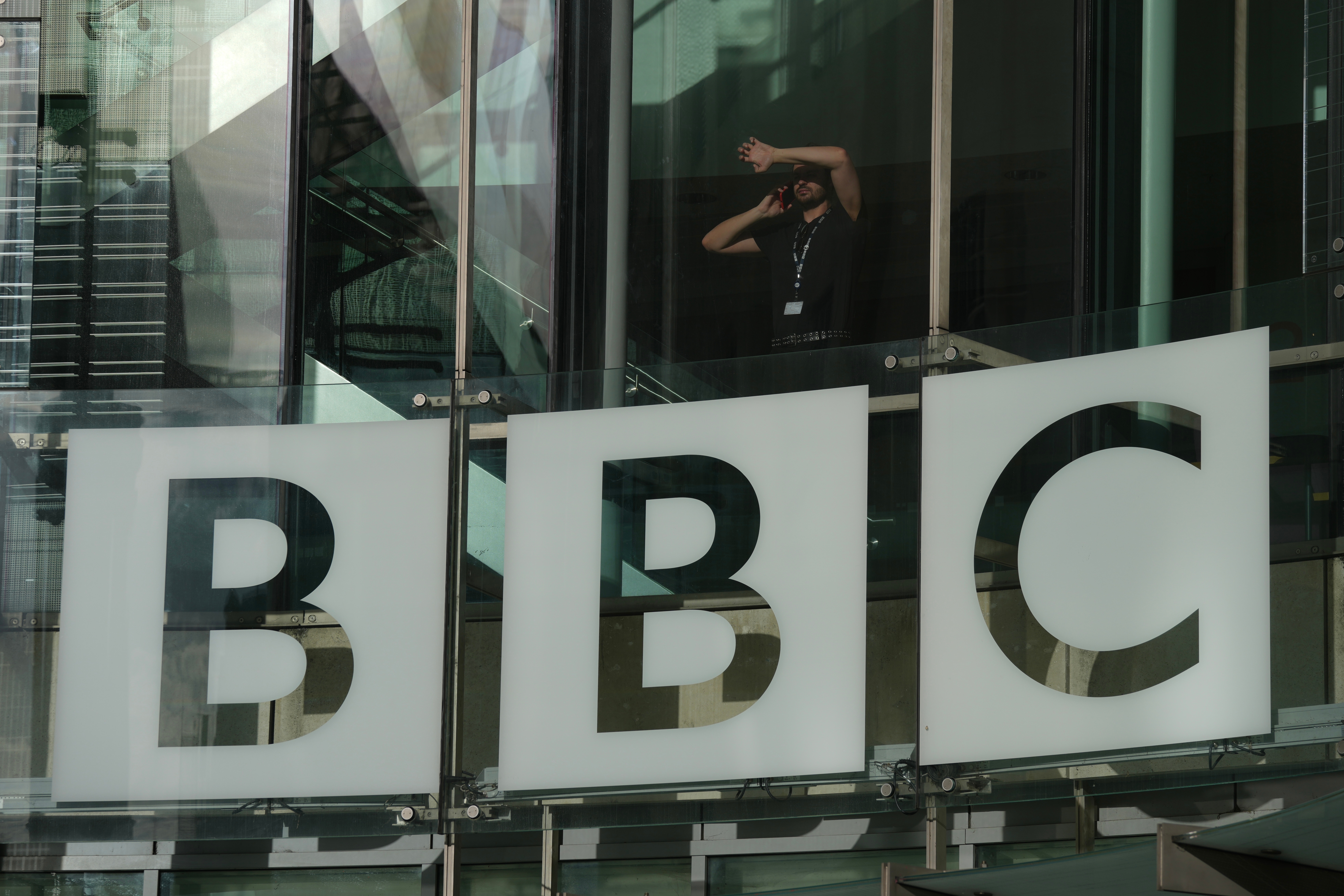 FILE - The BBC logo is displayed at its headquarters in London, Nov. 12, 2025. (AP Photo/Kin Cheung, File)