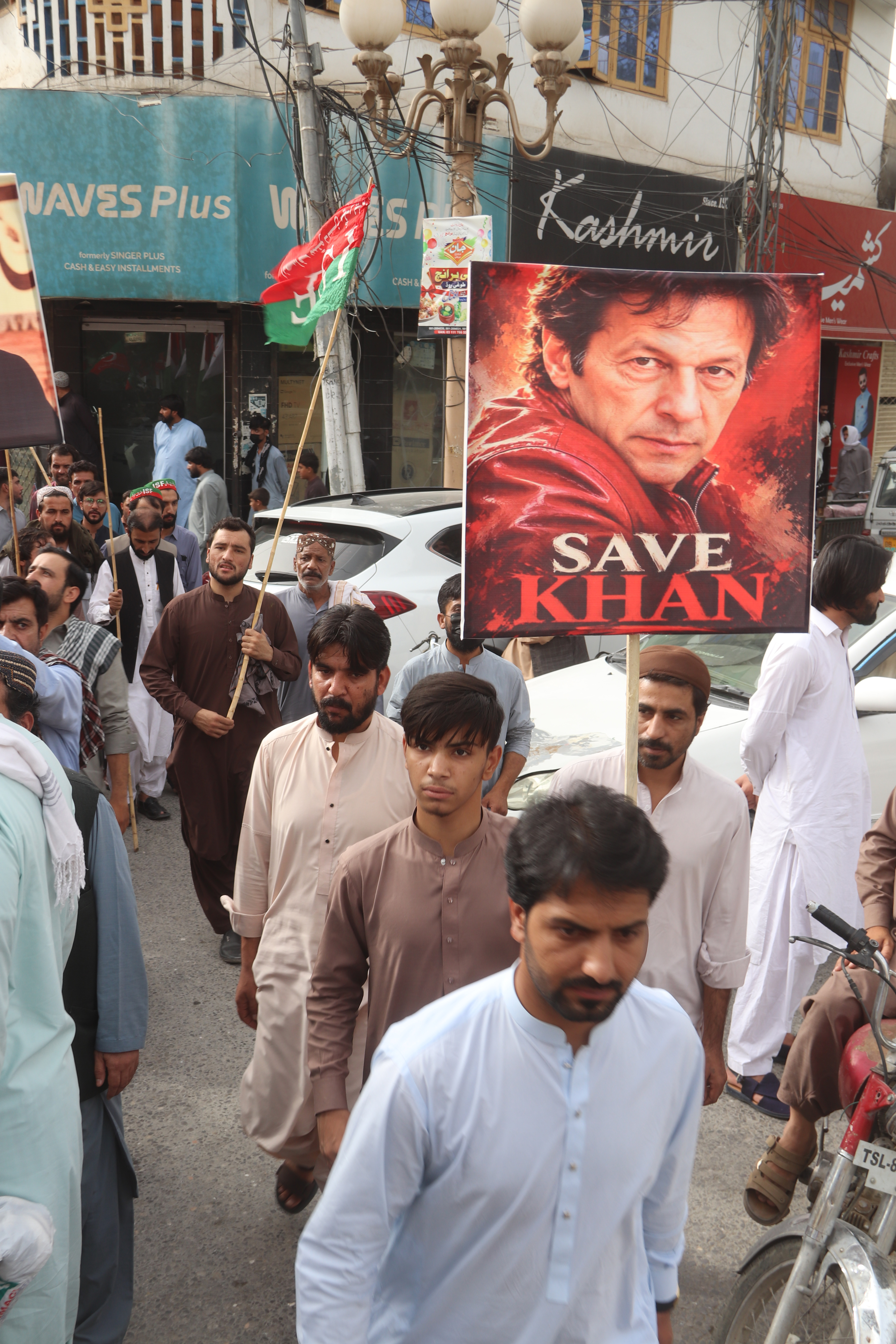 epa13152150 Pakistan Tehreek-e-Insaf (PTI) party supporters hold pictures of jailed former Prime Minister Imran Khan during a protest demanding his release in Quetta, Pakistan, 05 August 2026. Supporters of PTI staged nationwide protests marking three years since the imprisonment of former prime minister Imran Khan. The party demands his release, while authorities maintain that legal proceedings against Khan are independent and conducted under the law. EPA/FAYYAZ AHMAD